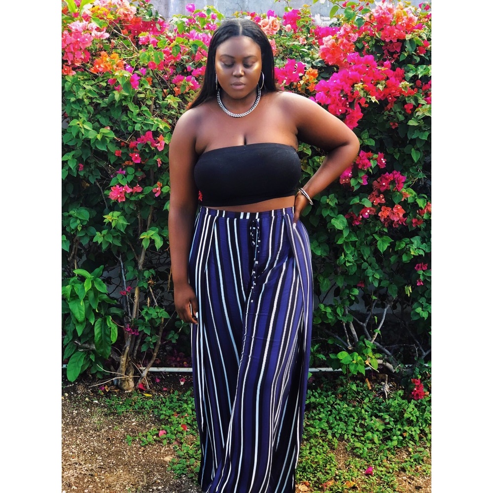 Anthropologie Slit Blue/Black/White Pants